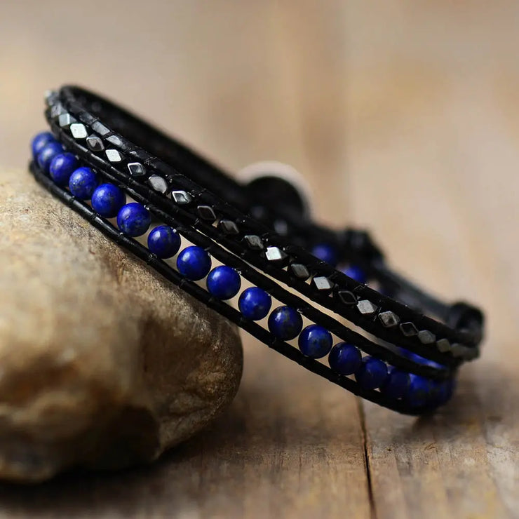 Bracelete de envoltório "rigor" em lapis-lazuli ecomboutique167