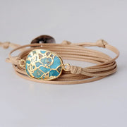 Bracelet "Euphonie" en Turquoise cordon caramel