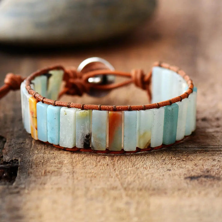 Bracelet wrap "Pureté" en Amazonite