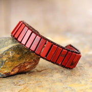 Bracelet wrap "Réalisation" en Jaspe rouge brun